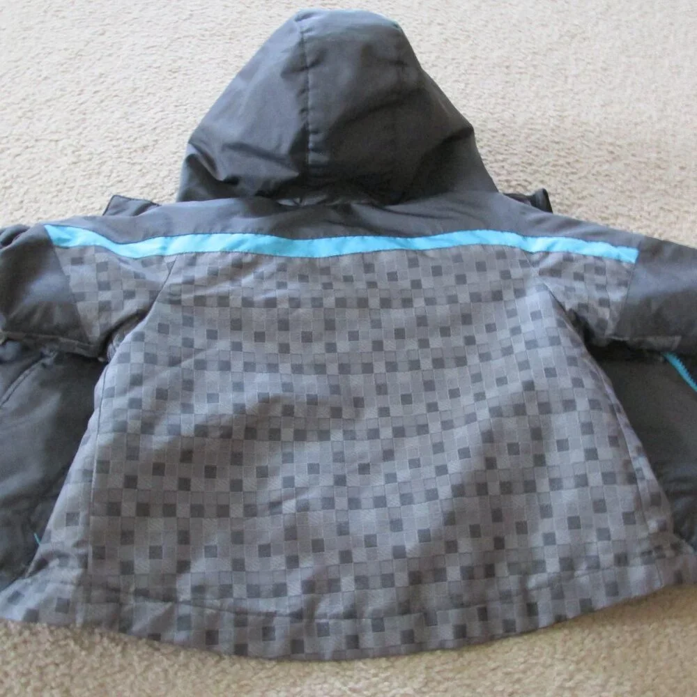 Cherokee Zip Up Hooded Winter Coat Toddler‎ Boys Size 18M Gray Blue Inner Liner